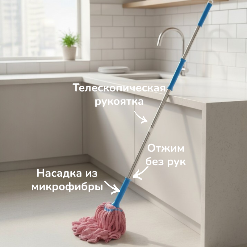 Швабра отжимная Твист ленточная
