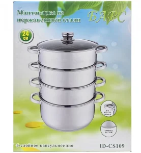 Мантоварка-пароварка Барс. 3-х, 24см, , 5-тислой.капсульное дно