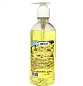 Мыло жидкое Ecobliss Family 500мл Лимон (дозатор)