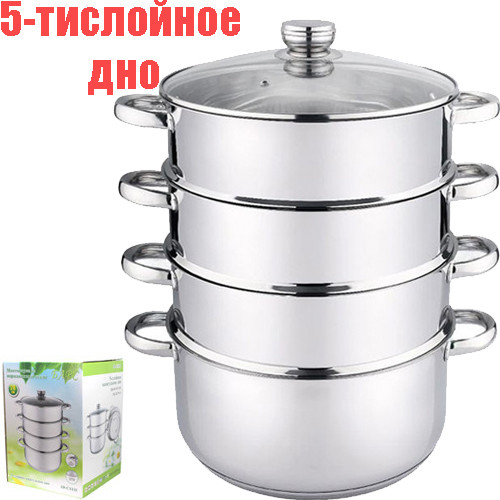 Мантоварка-пароварка Барс. 3-х, 28см, , 5-тислой.капсульное дно