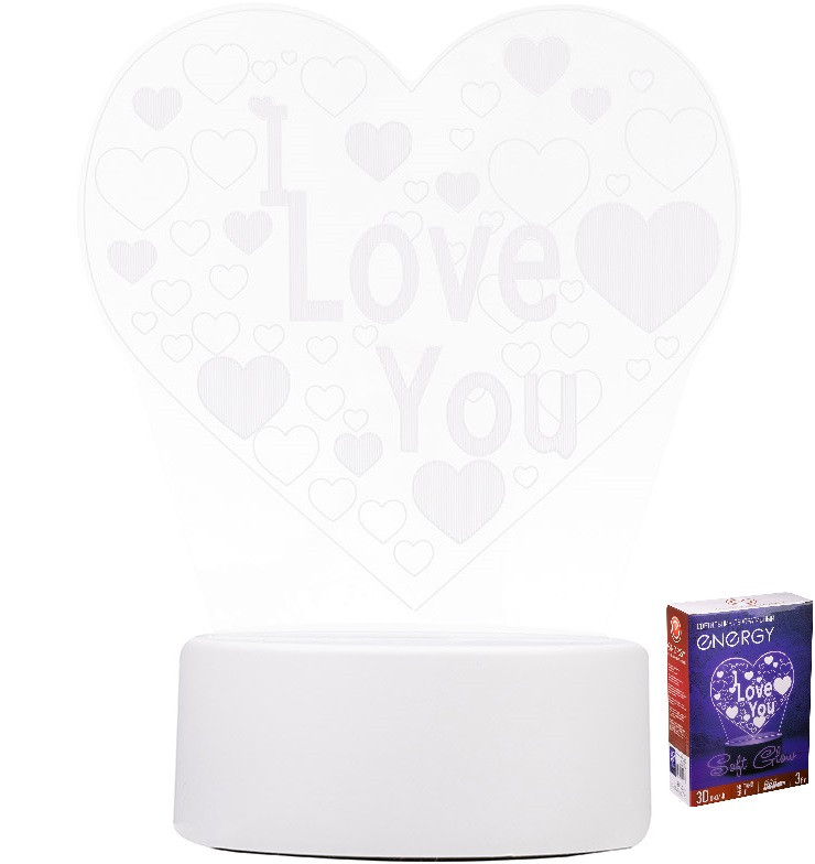 Светильник декоративный ENERGY EN-NL-23 3D Сердце с надписью I love you (106254)
