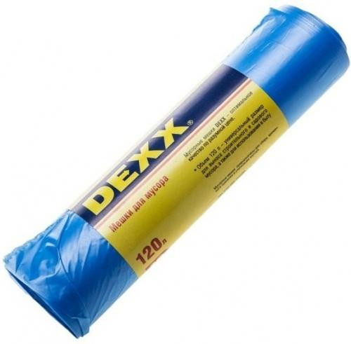 Мешки для мусора 120л*10шт (12мк) голубые DEXX  /39150-120/ 1/40