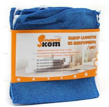 Салфетка микрофибра  (5шт) 30*30 /MFS-01/5/ Рыжий кот (310238)