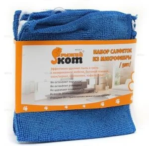 Салфетка микрофибра  (5шт) 30*30 /MFS-01/5/ Рыжий кот (310238)