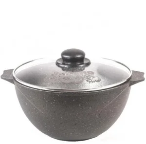 Казан для плова 4,0л литой АП Гранит black стекл.крышка /54802/ Кукмор
