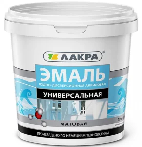 Эмаль В/Д акриловая 0,9кг Лакра белая матовая (без запаха) 1/6