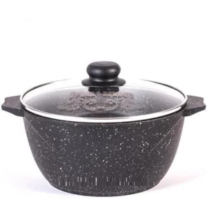 Кастрюля литая 5,0л АП, стекл.крышка Гранит black /45802/ Кукмор