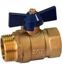 Кран шаровый ф15 г/ш, латунный, бабочка ZOX (519279)