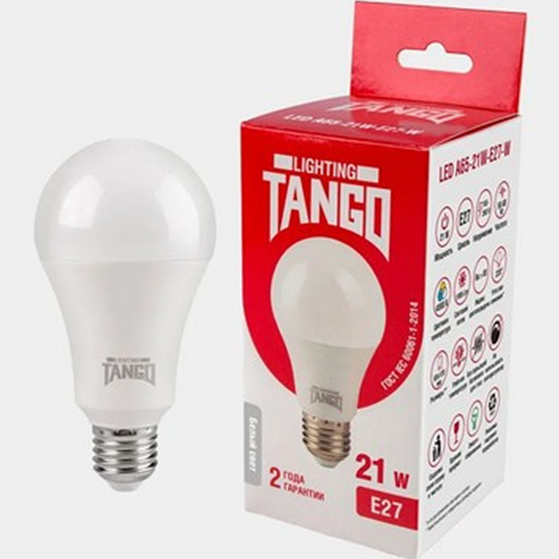 Лампа светодиодная Е27 21W холодный свет 4000К TANGO LED A65 W (1205286)
