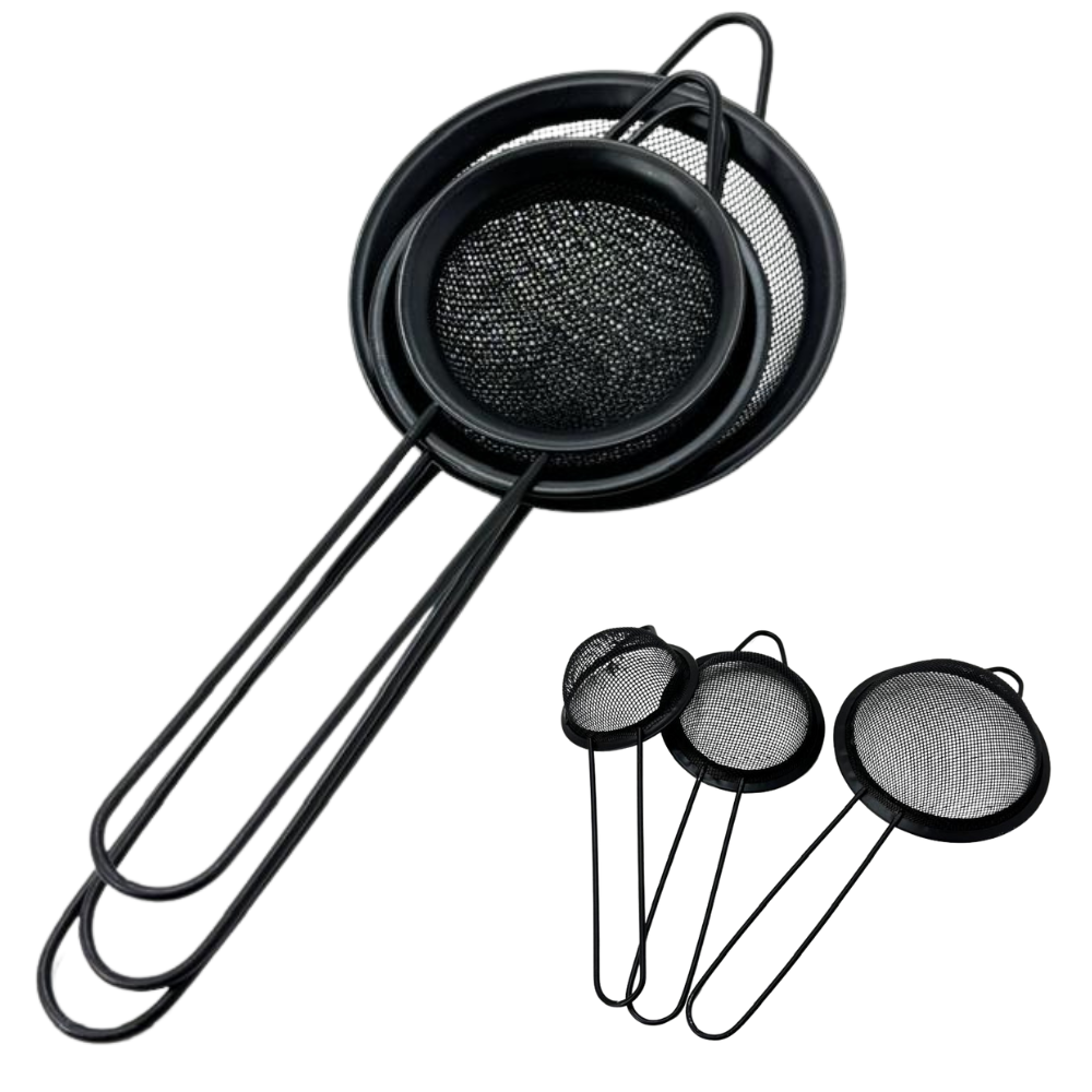 Сито нерж (3шт) с мет.ручкой  (черное) ST-3085 1/144