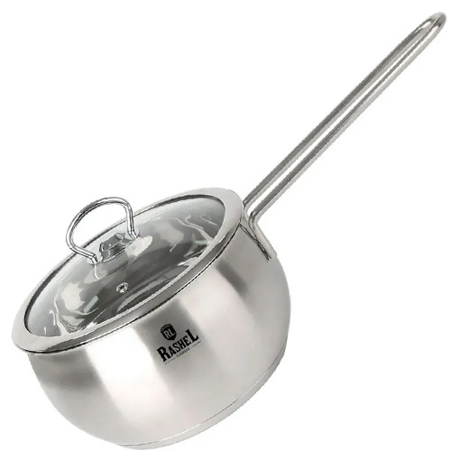 Ковш нерж 1,0л стекл.крышка R-10/10s