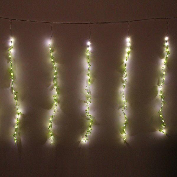 Гирлянда садовая Зеленая лиана 3м*1м 200LED 10 нитей, 8 режимов, теплый белый 183-296