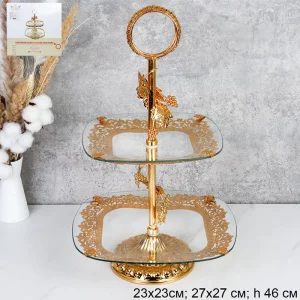Фруктовница 2-хярус стекло/металл 23*27см G-906 (750906) 1/10