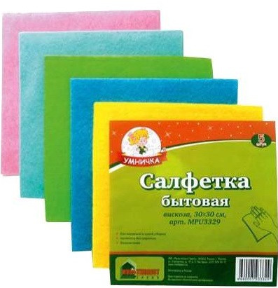 Салфетка вискоза (5шт) 30*30см Умничка /3329, 3392, MPU4494/ 1/60