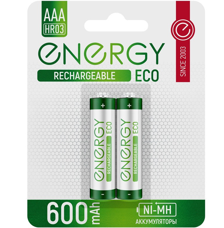 Аккумулятор AAA-600mAh Ni-MH HR03/2B (2шт) Energy Eco (104986)