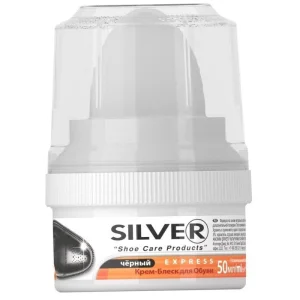 Крем-блеск для обуви черный 50мл /банка с губкой/ SILVER /459-112/ 1/12
