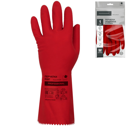 Перчатки защитные КЩС латексные, р-р M, красные ADM Professional 777KHSC 1/120