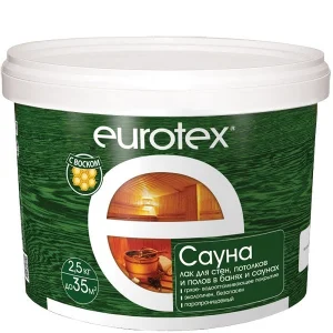 Лак защитный для дерева Eurotex- Сауна 2,5кг 1/4