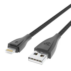 Кабель USB для зарядки iP 1,0м 2,4A BY Nylon Pro черный (931-618)