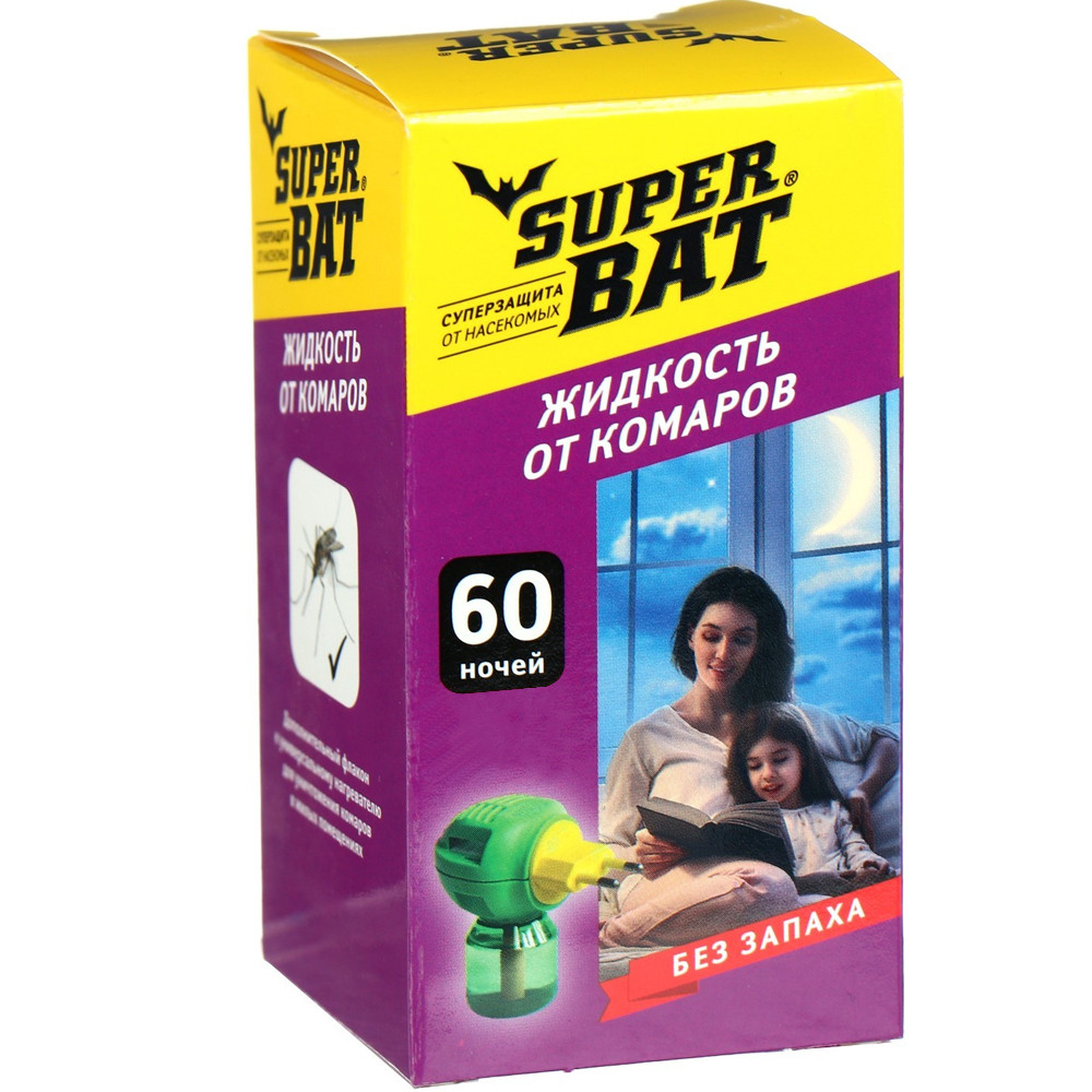 Средство от комаров Жидкость SuperBAT (60 ночей) 45мл 01-013 1/24