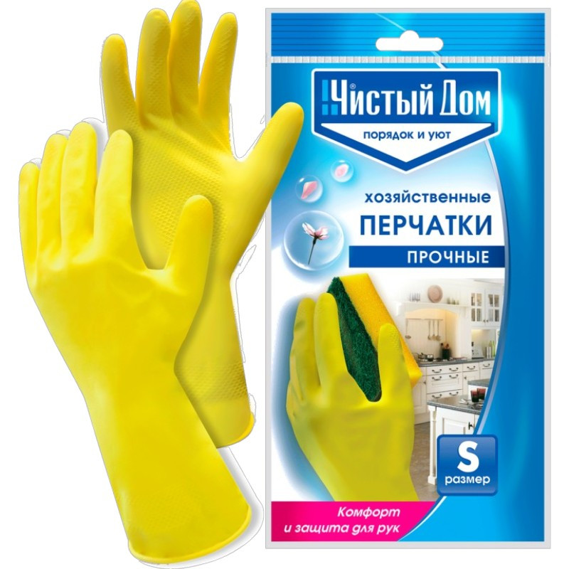 Перчатки латексные Чистый дом прочные р-р S 06-892 1/240