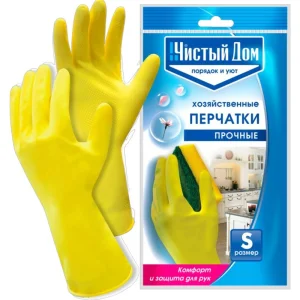 Перчатки латексные Чистый дом прочные р-р S 06-892 1/240