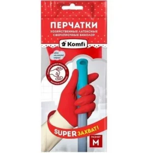 Перчатки латексные сверхпрочные Биколор (белый + красный) р-р M (BICOIRA2) 1/12