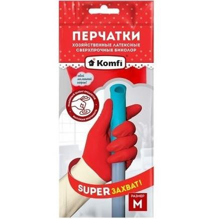 Перчатки латексные сверхпрочные Биколор (белый + красный) р-р M (BICOIRA2) 1/12