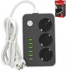Фильтр сетевой 3 места  6USB  4.1A Q-7  SKY-9