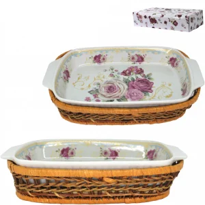 Блюдо прямоугольное для выпечки 11" в корзинке 28,5*16см Мечта SL132-11"-540 /К/ 1/8
