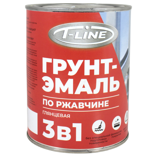 Грунт-эмаль по ржавчине 3в1 желтая 0,8кг T-line 1/14