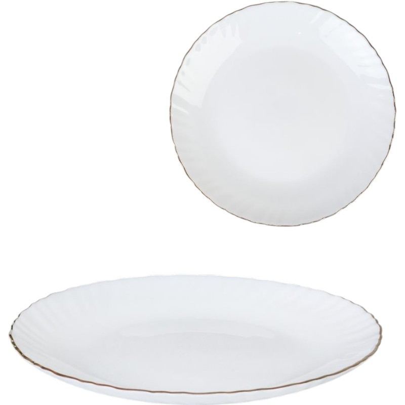 Тарелка 7,5" 19см тонкая LHP75 белая Золотая отводка White Gold стеклокерамика 75-672 (672739) 1/48