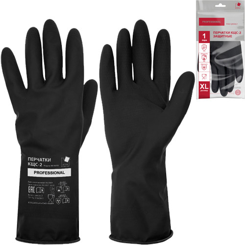 Перчатки защитные КЩС-2 латексные, р-р XL, черные ADM Professional KCS2-31 1/60