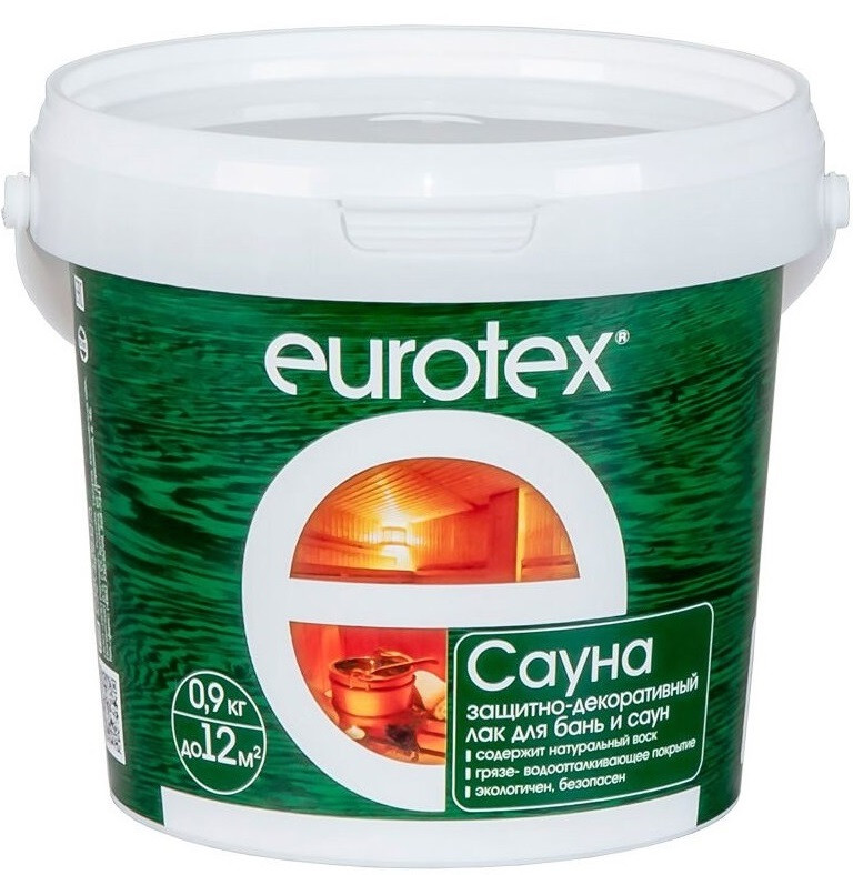 Лак защитный для дерева Eurotex- Сауна 0,9кг 1/6