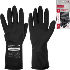 Перчатки защитные КЩС-2 латексные, р-р L, черные ADM Professional KCS2-21 1/60