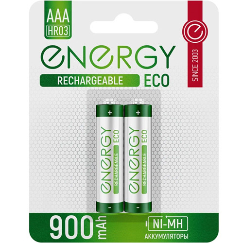 Аккумулятор AAA-900mAh Ni-MH HR03/2B (2шт) Energy Eco (104987)