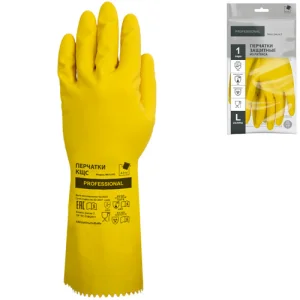 Перчатки защитные КЩС латексные, р-р L, желтые ADM Professional 111KHSC 1/120
