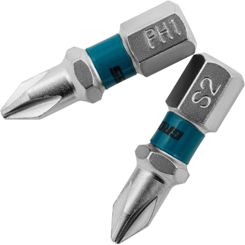 Биты в наборе PH1 25мм (2шт) сталь S2  GROSS /11349/