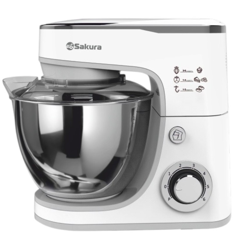 Миксер с чашей 1300Вт планетарный чаша 5,0л, 6 скоростей SA-6332W ELEGANT