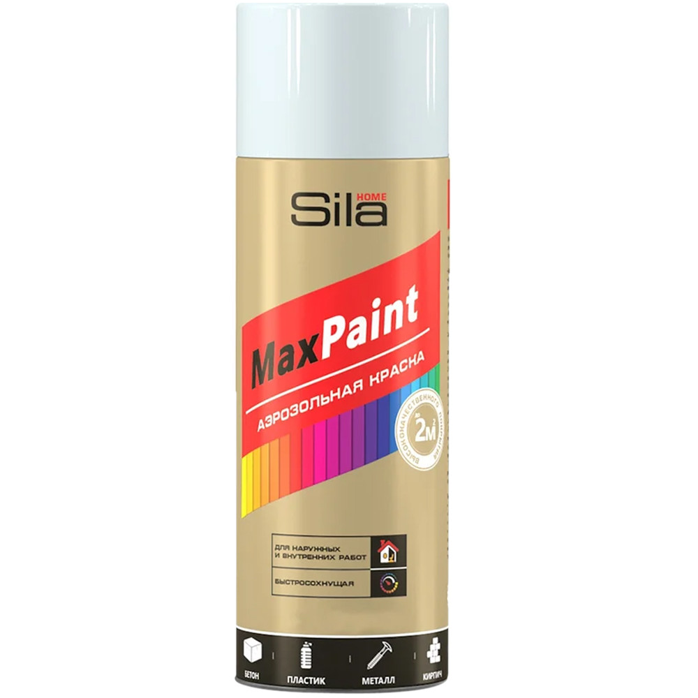 Эмаль аэрозольная универсальная Sila HOME Max Paint 520мл RAL9003 белая глянцевая SILP9003 1/12