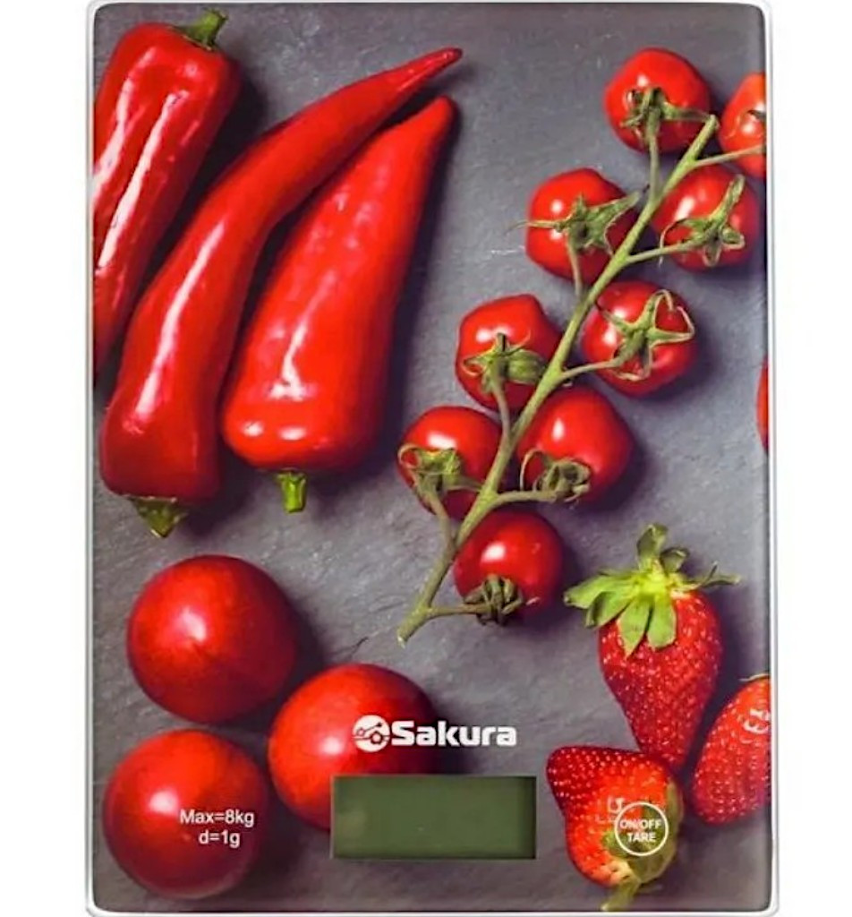 Весы кухонные электронные  8кг перцы SA-6077BS SAKURA 1/20