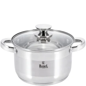 Кастрюля нерж  1,5л 14см, стекл.крышка R-1500x