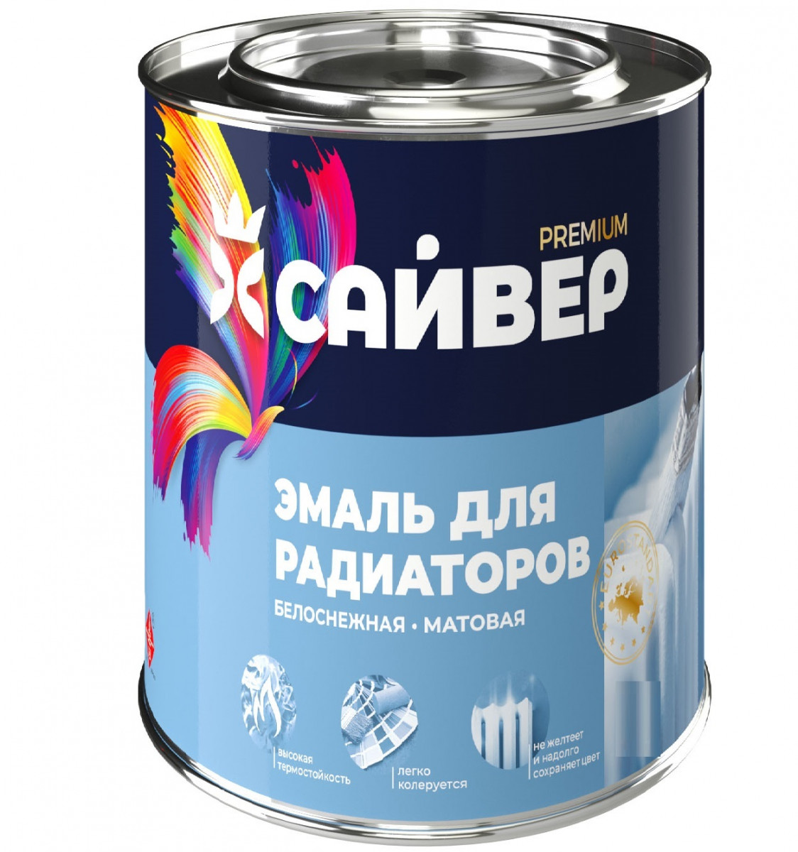 Эмаль для радиаторов белая 0,8кг Сайвер 1/14