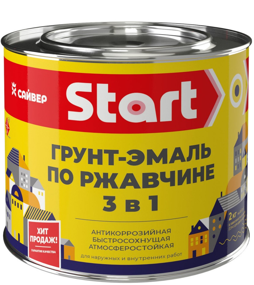 Грунт-эмаль по ржавчине 3в1 белая 1,8кг Старт 1/6