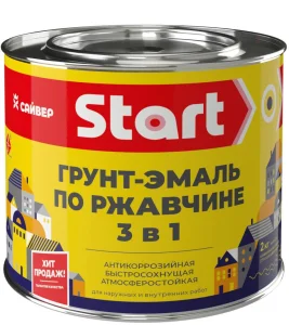 Грунт-эмаль по ржавчине 3в1 серая 1,8кг Старт 1/6