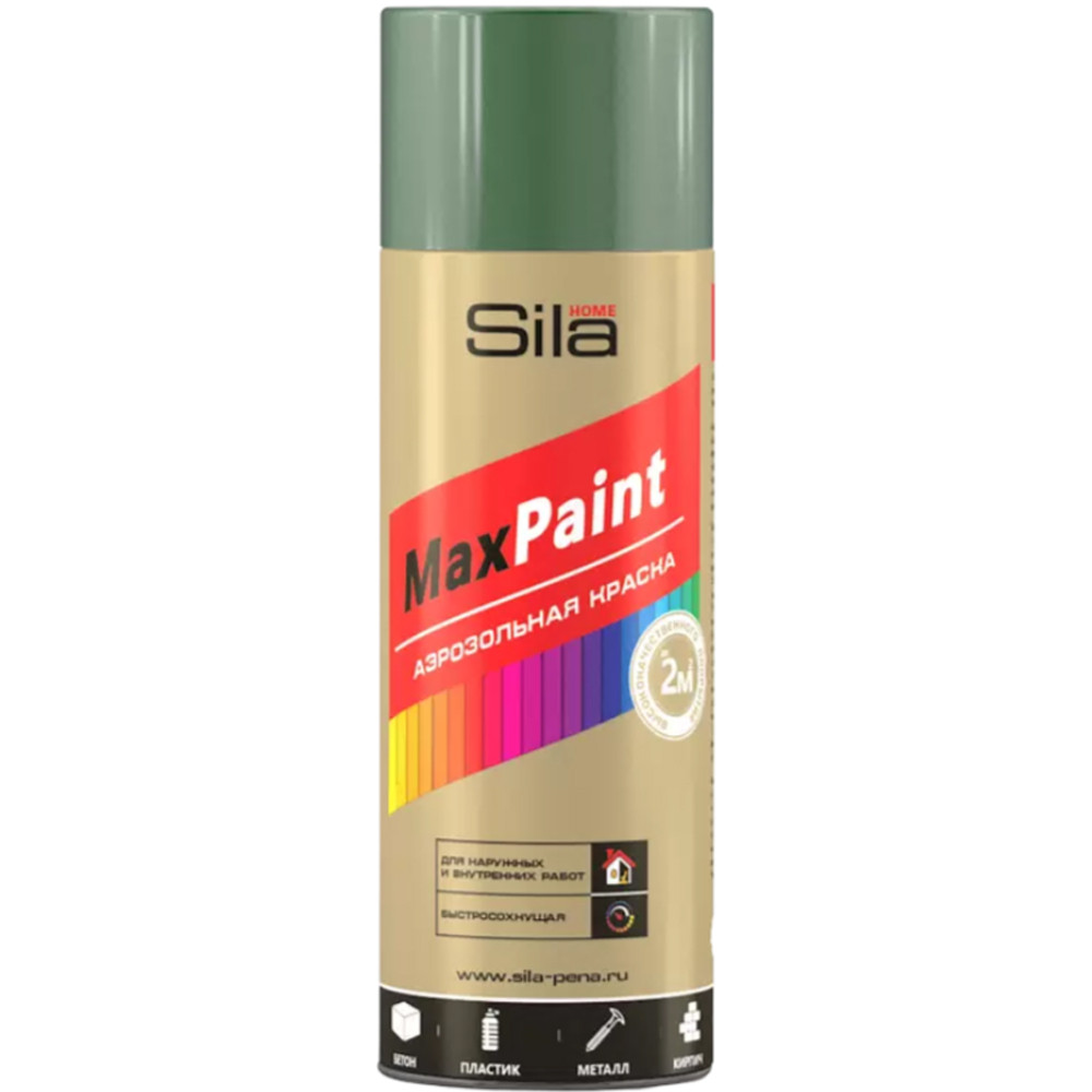 Эмаль аэрозольная универсальная Sila HOME Max Paint 520мл RAL6005 зеленый мох SILP6005 1/12