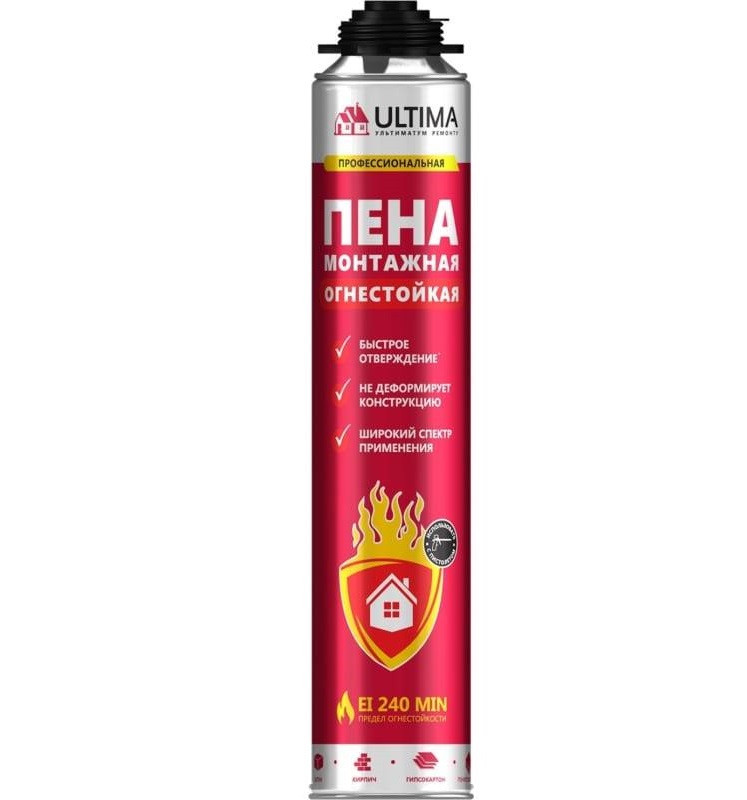 Пена монтажная ULTIMA pro 65 850мл профессиональная огнестойкая UPROFR65T 1/16