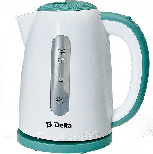 Чайник эл. пластик 1,7л 2200Вт белый с мятным 1106-DL DELTA 1/8