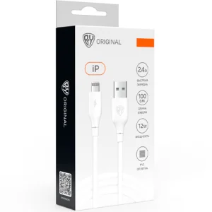 Кабель USB для зарядки iP 1м, 2.4А, прорезиненный белый, быстрая зарядка BY Эко (931-544)