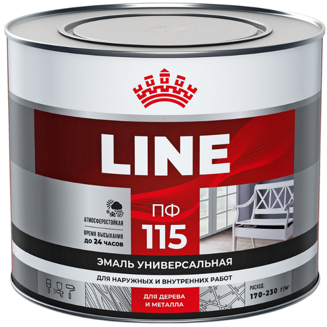 Эмаль ПФ 115 белая 1,8кг T-line 1/6